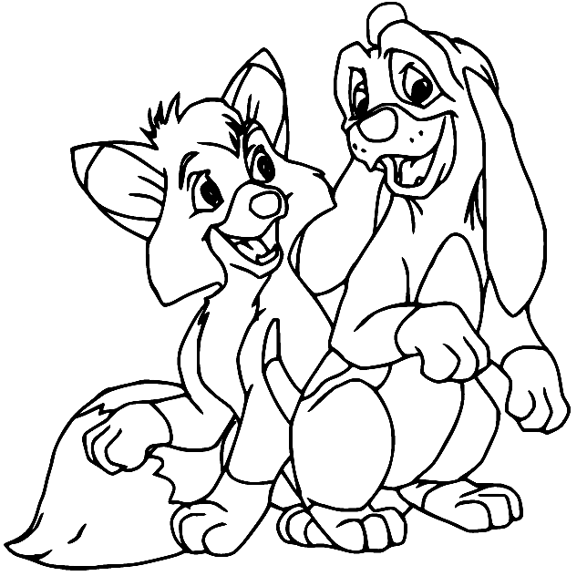 Young Tod and Copper Coloring Page