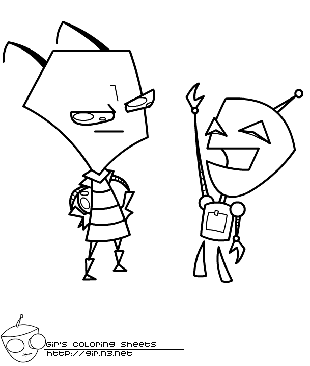 Zim and Gir Coloring Page