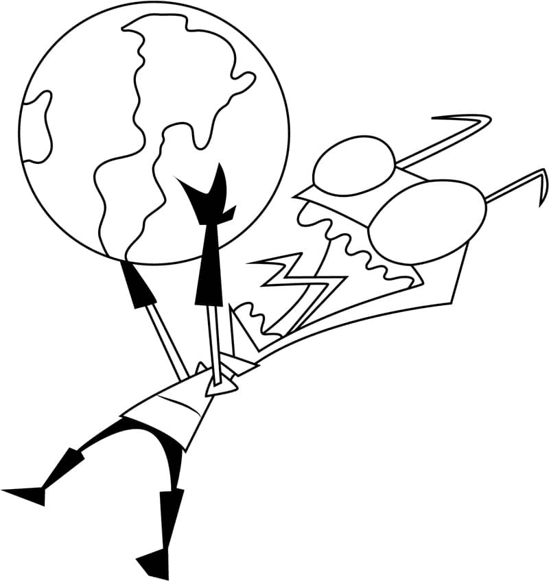 Zim and Globe Coloring Page