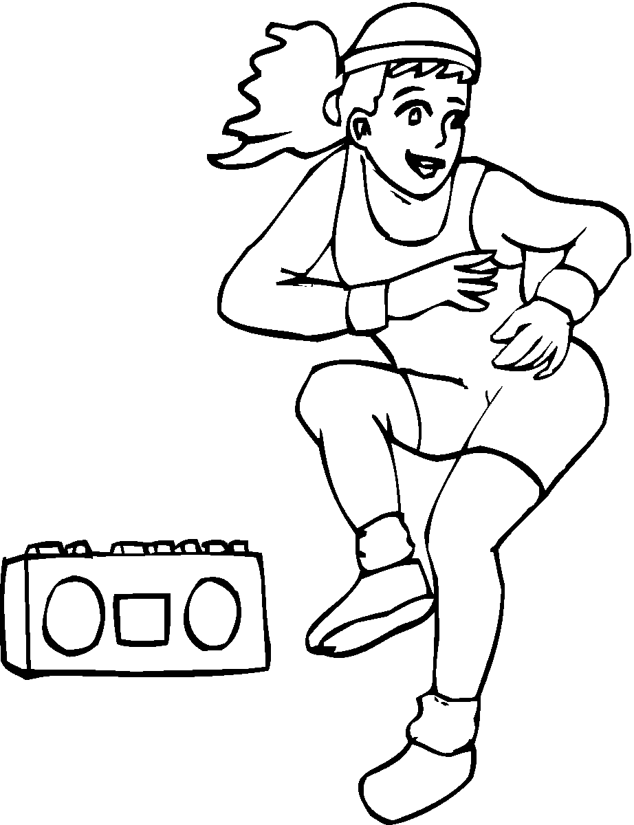 Aerobics With Music Coloring Page
