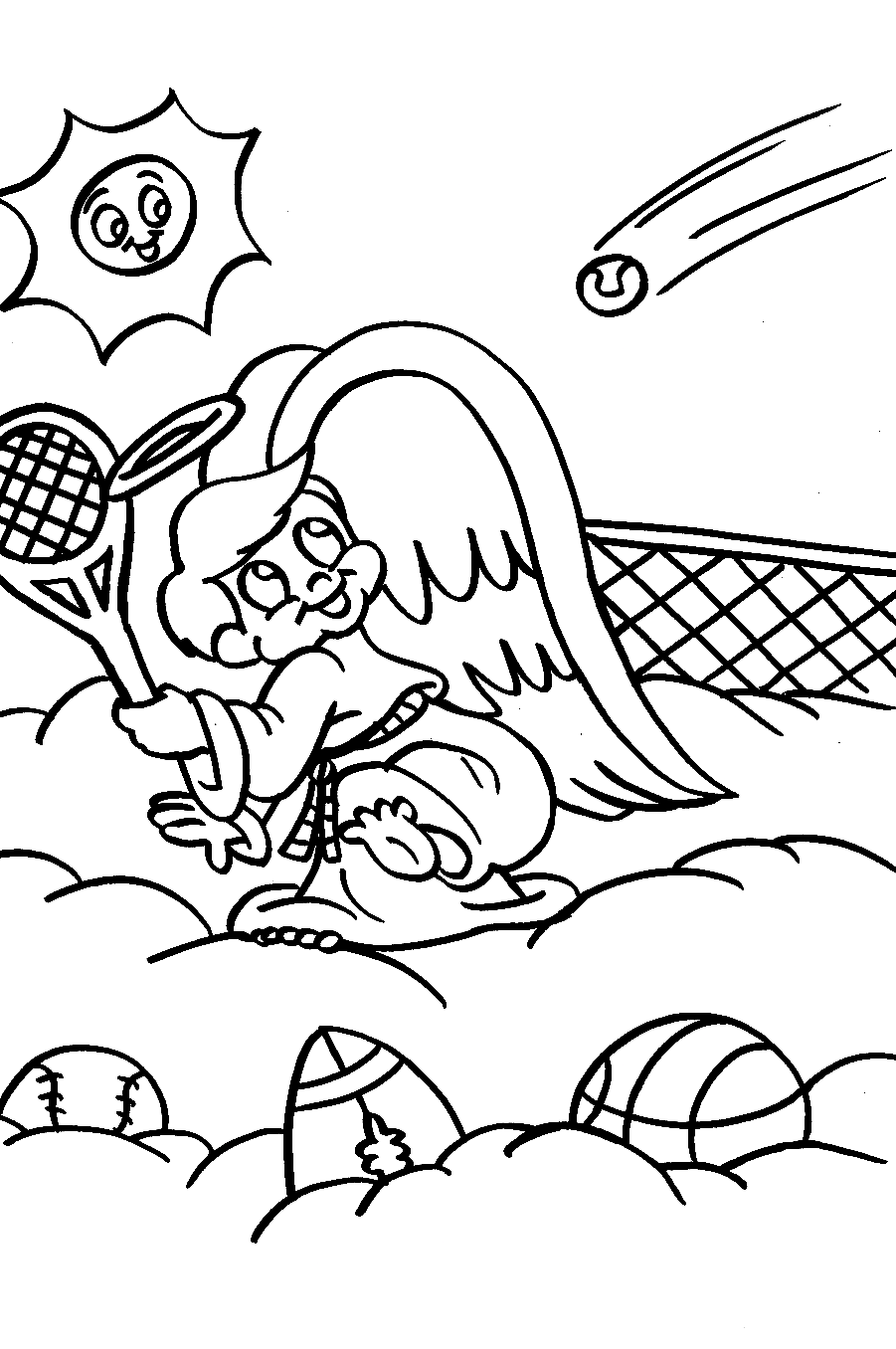 Ange jouant au tennis de Tennis