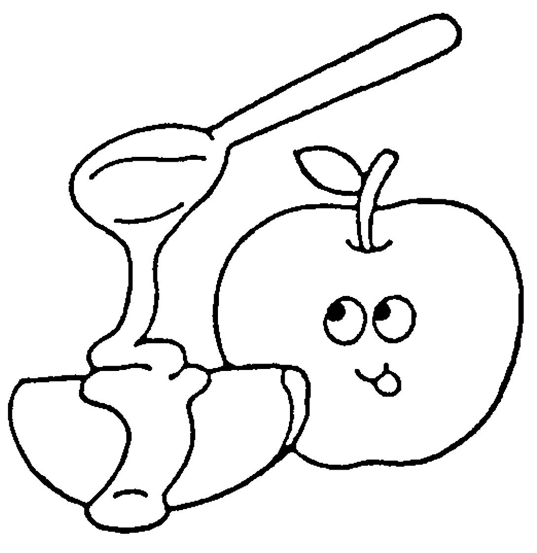 Desenho de maçã com mel para colorir