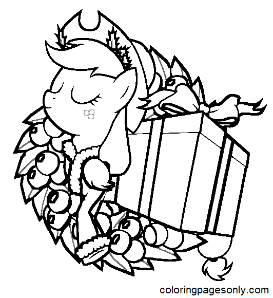 Applejack Christmas Coloring Page