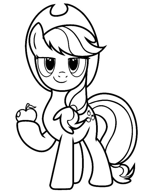 Applejack with an Apple Coloring Page