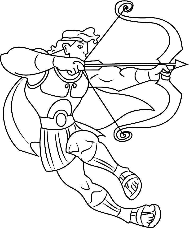 Página para colorir de Hércules de tiro com arco