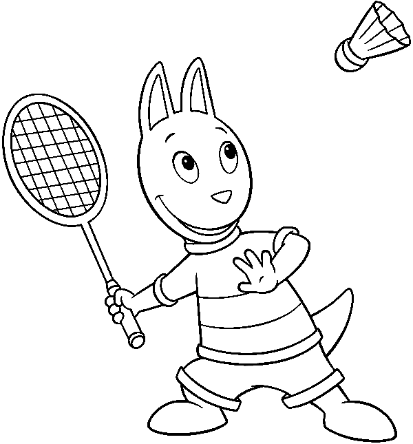 Ausmalbild Austin spielt Badminton
