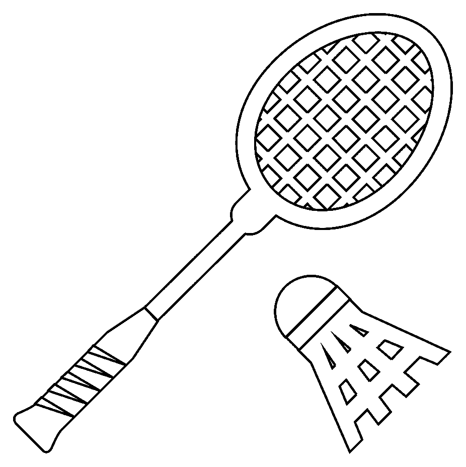 Desenho de Raquete de badminton com peteca para colorir