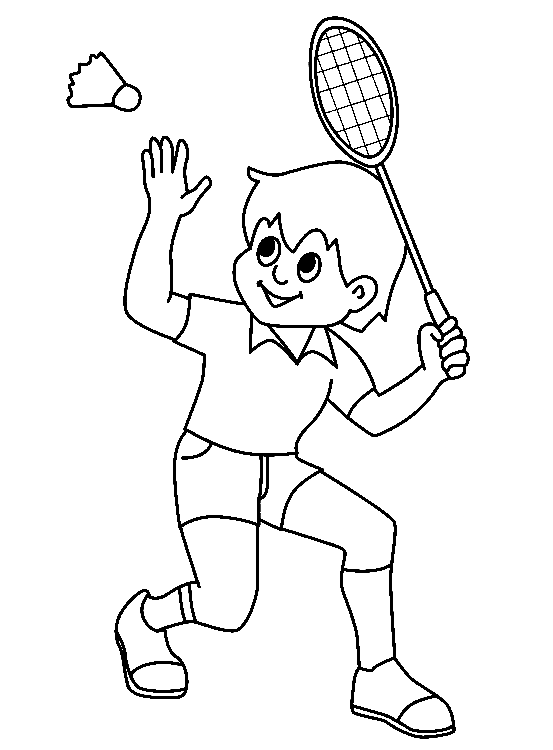 Pagina da colorare di badminton per bambini