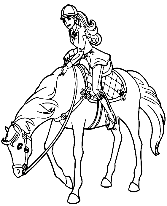 Barbie Equestrian for Kids Coloring Page