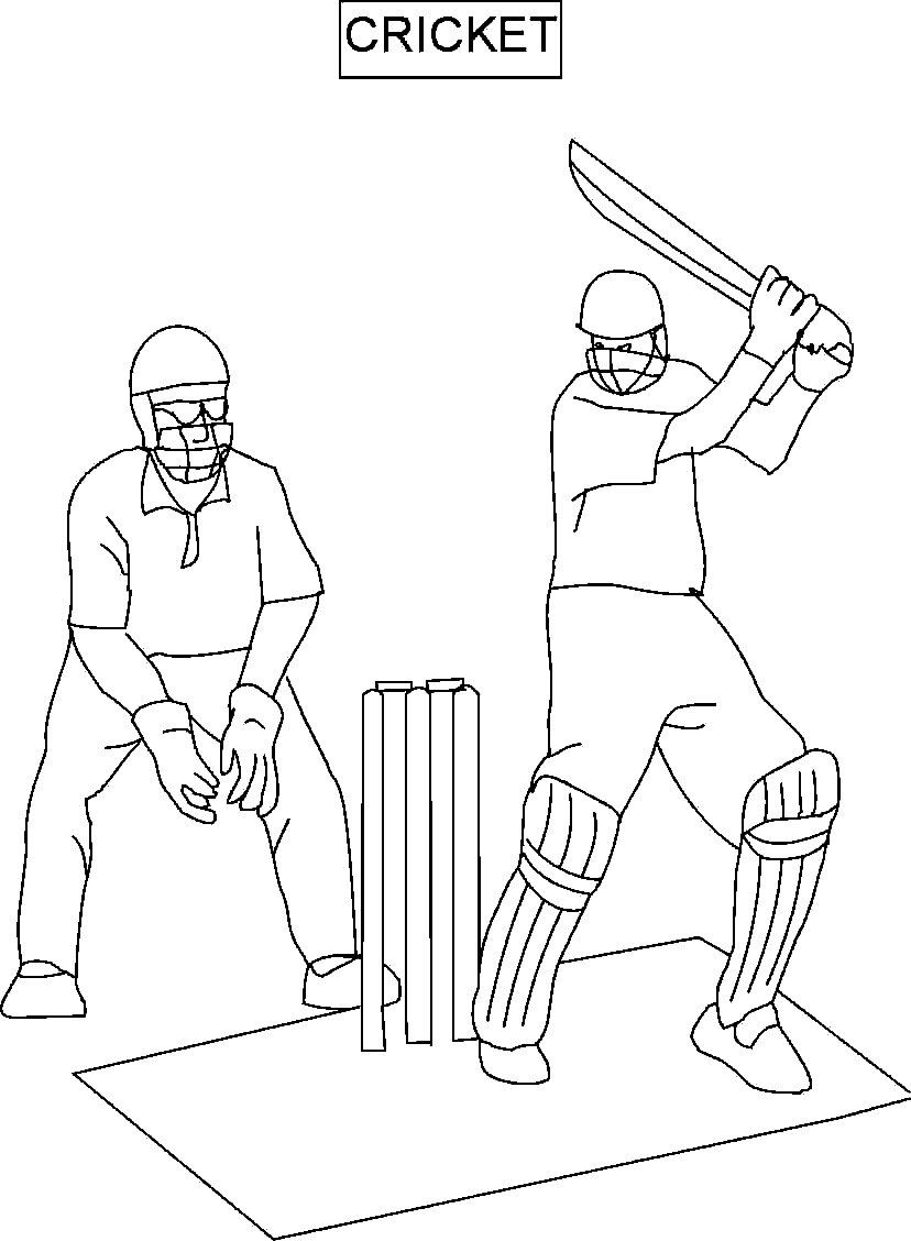 Pagina da colorare di battitore e guardiano del wicket