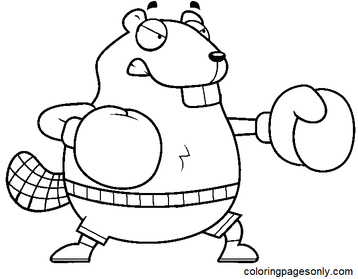 Beaver Boxing Coloring Page