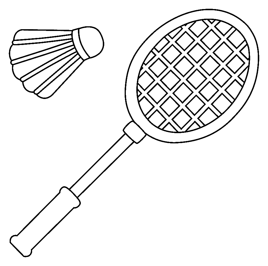 Página para colorir passarinho e raquete de badminton