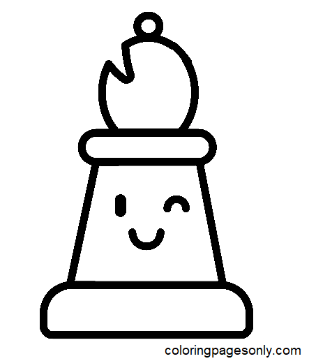 Bishop Cute Chess Piece Coloring Page