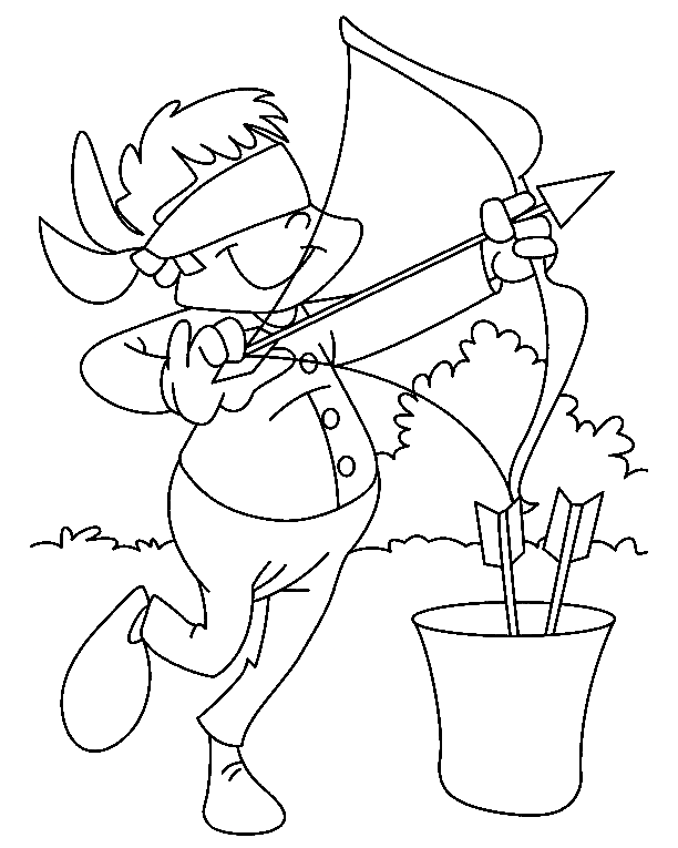 Blindfold Archery Coloring Pages
