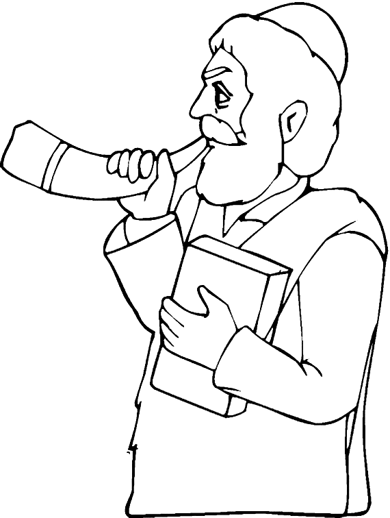 Blowing Shofar Coloring Pages