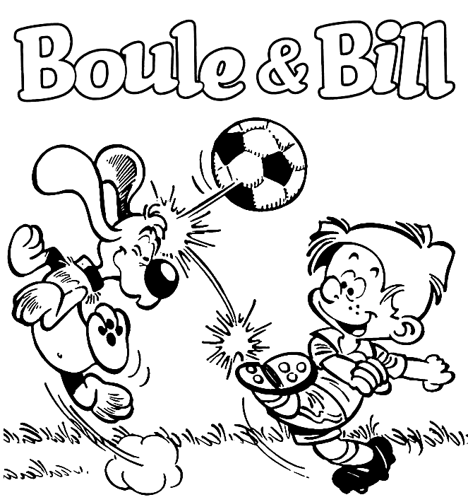 Boule et Bill jouant au football depuis Soccer