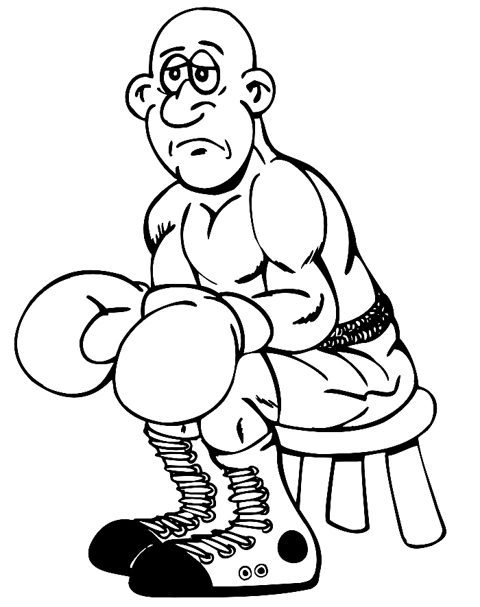 Boxer Sitting On Stool Coloring Pages