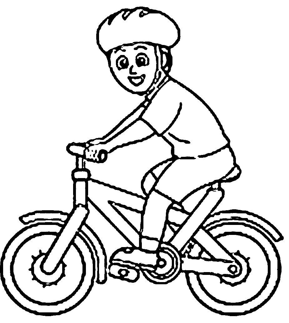 Desenho para colorir de corrida de bicicleta de menino
