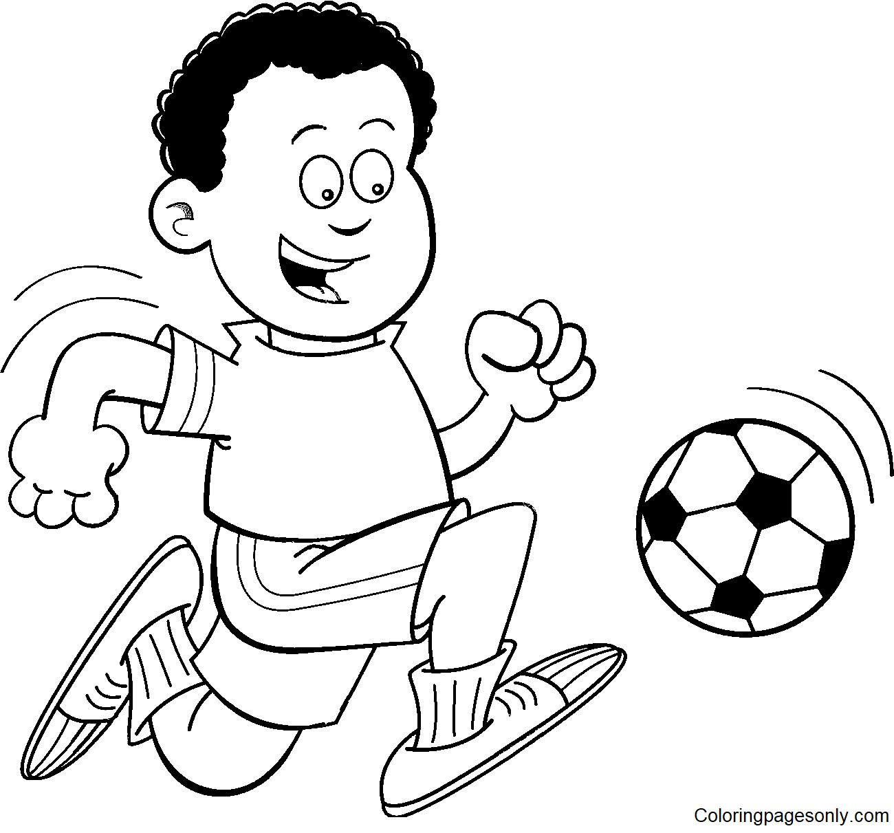 Desenho de Jovem Garoto Jogando Futebol para colorir