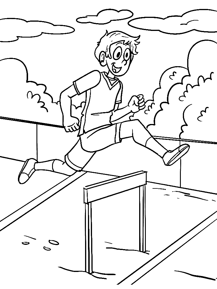 Niño saltando obstáculos de atletismo