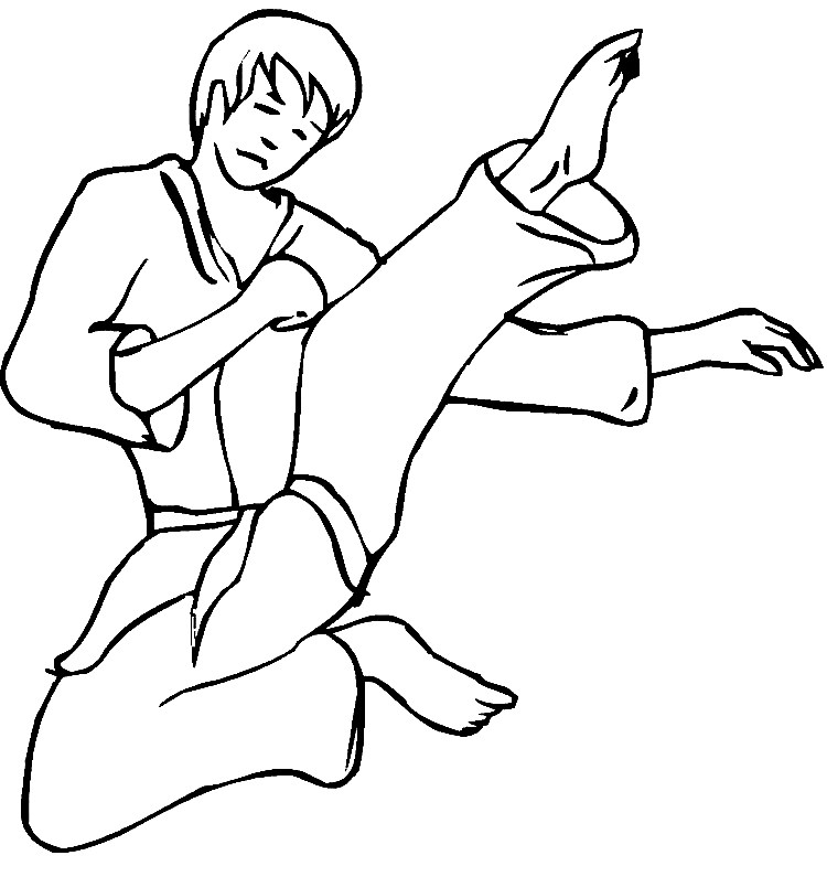 Boy Martial Arts Coloring Page