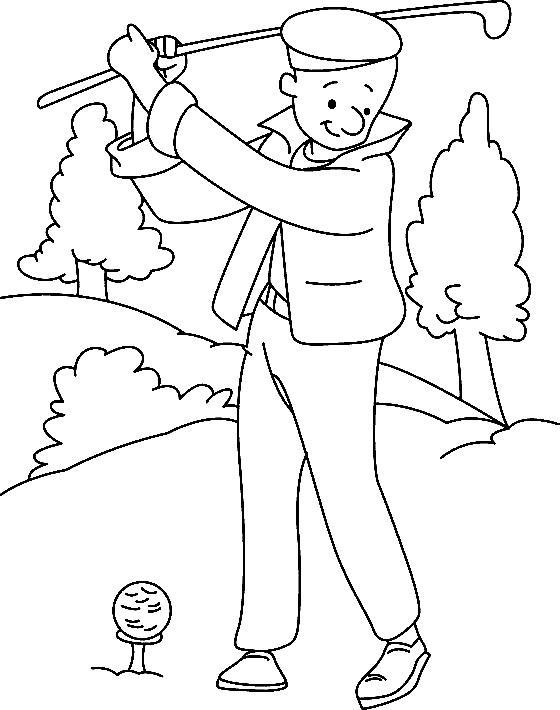 Boy Playing Golf Coloring Page
