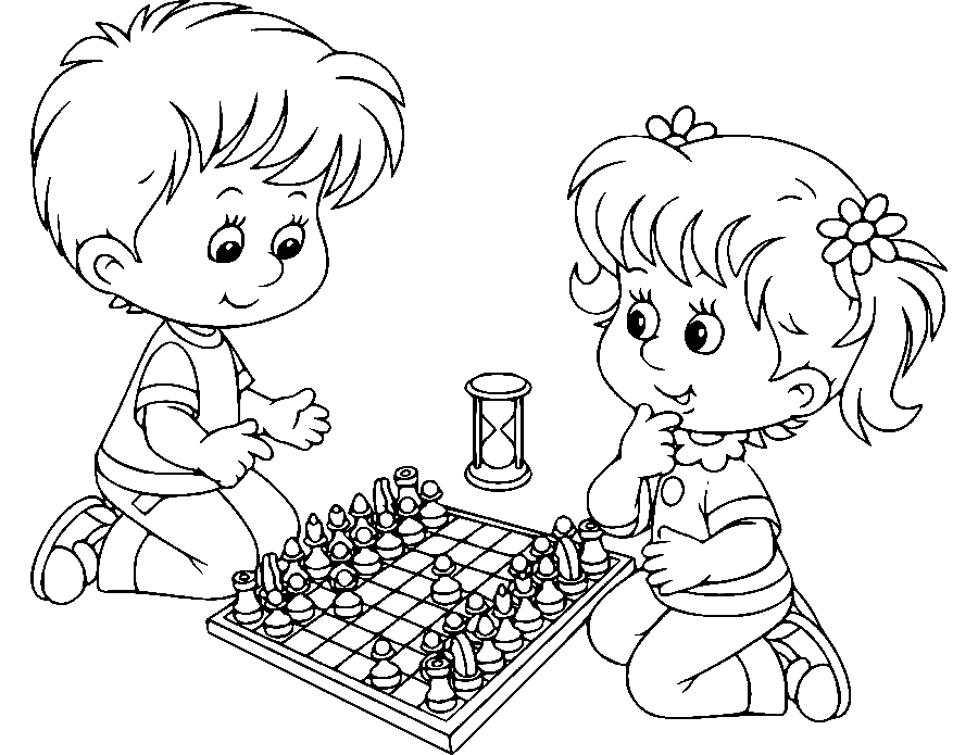 Niño y niña jugando ajedrez desde Ajedrez