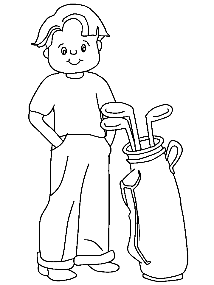 Junge mit Golftasche vom Golf