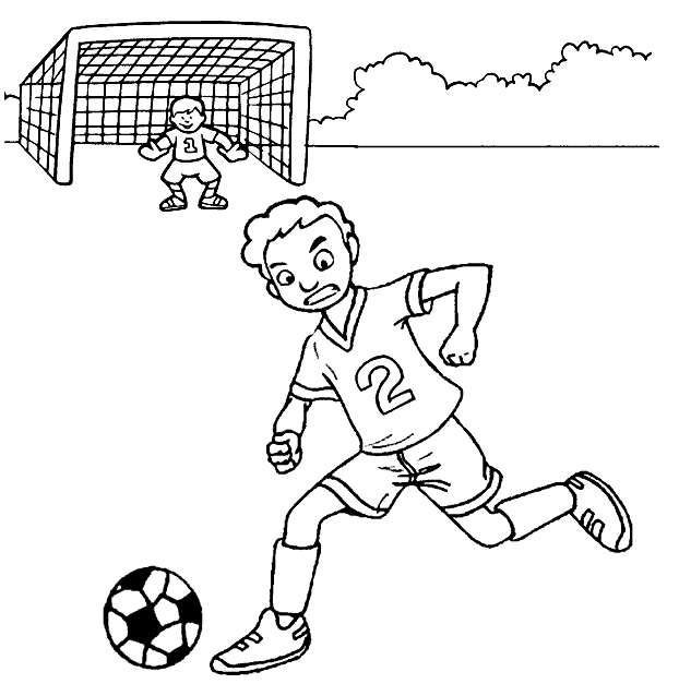Boys playing Soccer Coloring Page