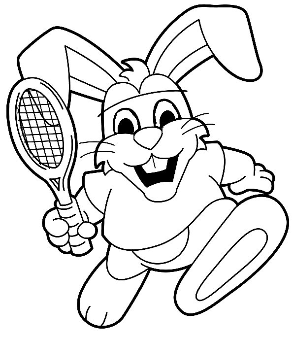 الأرنب يلعب التنس من التنس