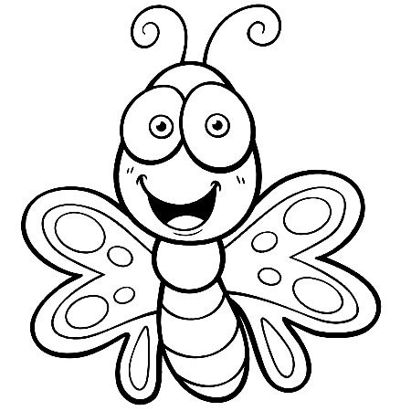 Butterfly Cartoon Coloring Page