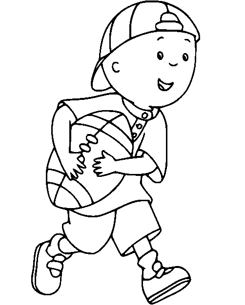 Caillou Plays Rugby Coloring Page