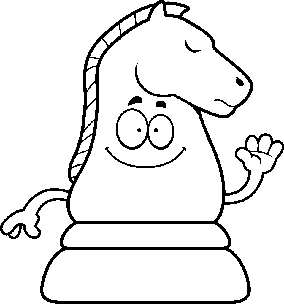 Cartoon Chess Knight Coloring Page