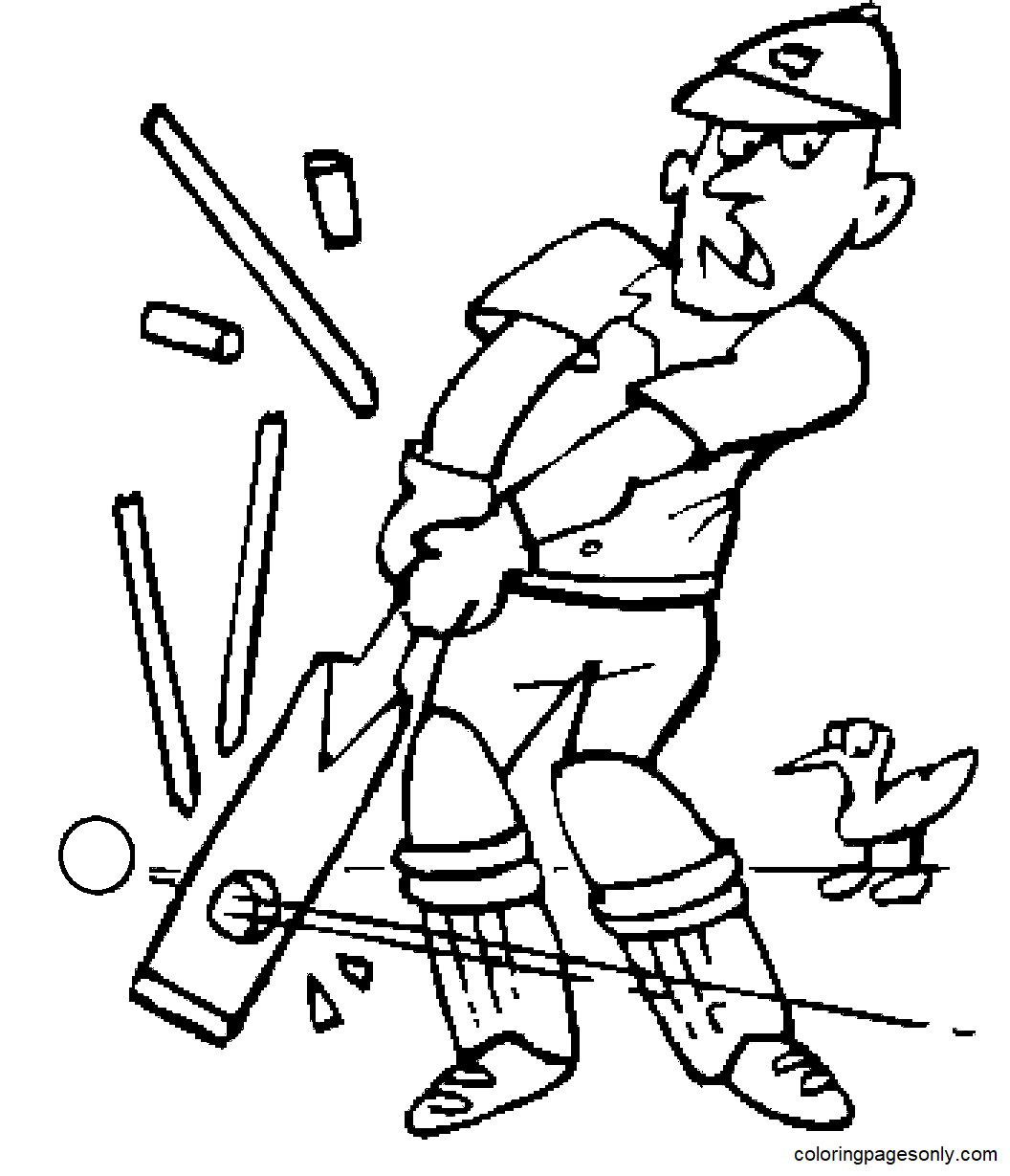 Pagina da colorare di cricket del fumetto
