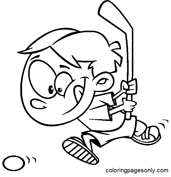 Joueur de hockey de dessin animé de hockey sur gazon
