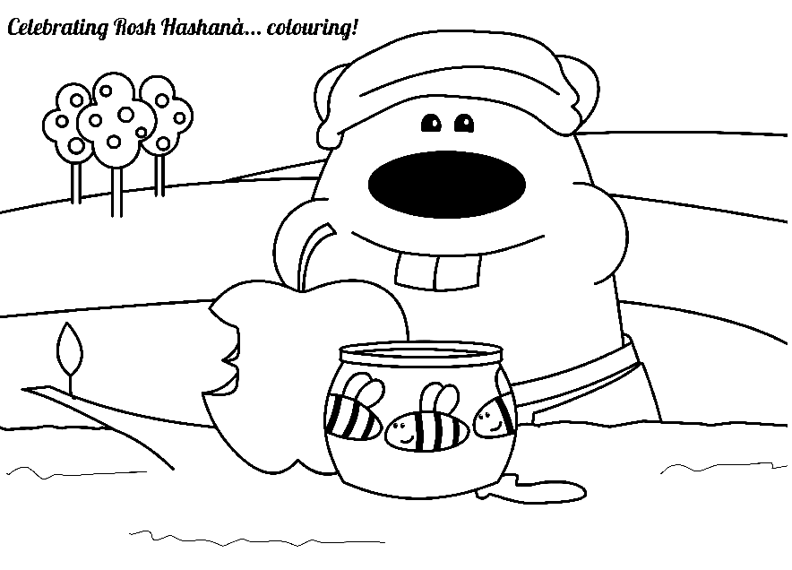 Celebrating Rosh Hashanah Coloring Page