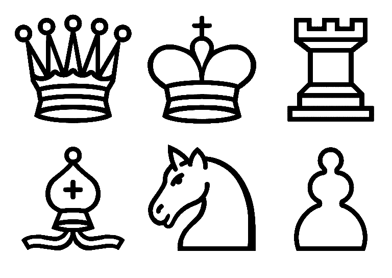 Página para colorir de peças de xadrez