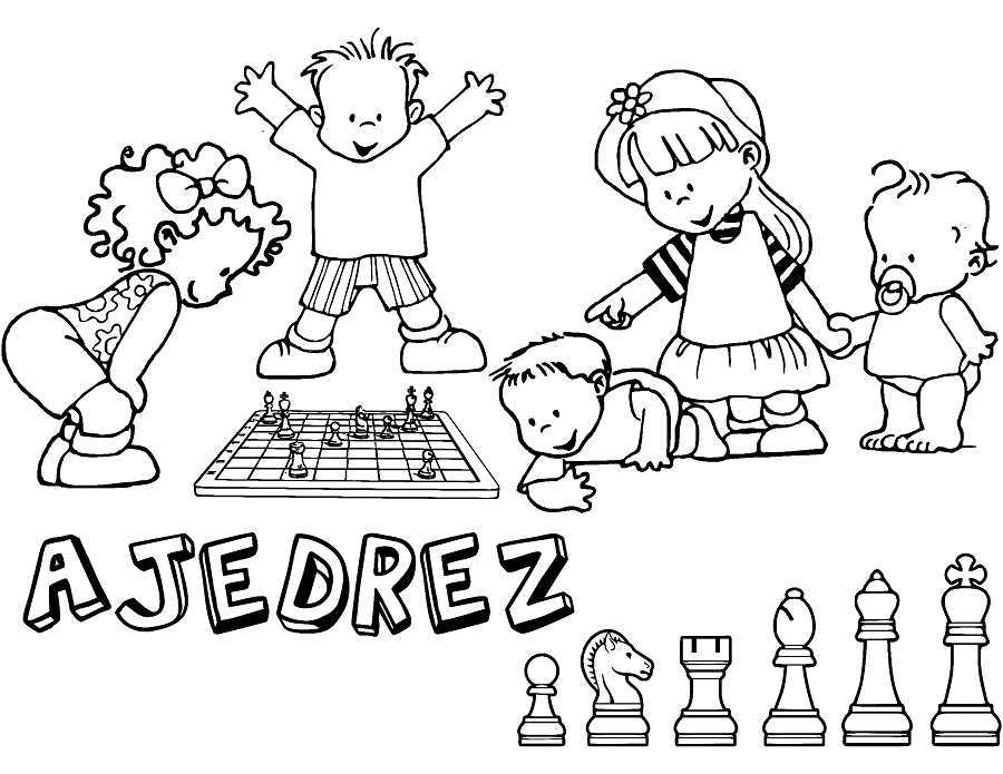 Desenho Para Colorir jogar xadrez - Imagens Grátis Para Imprimir - img 29396