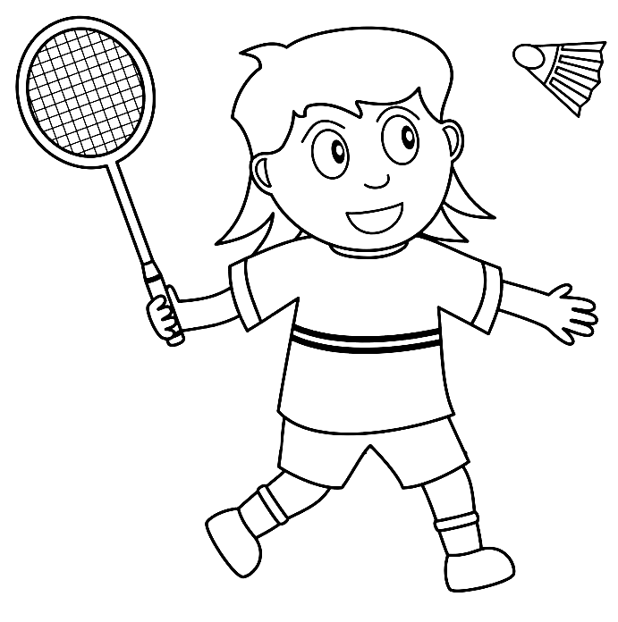 Children playing Badminton Coloring Page