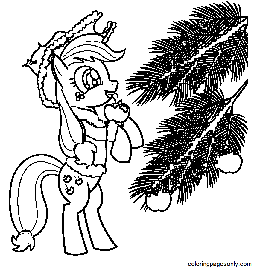 Christmas Applejack Coloring Page