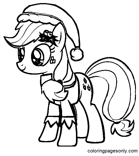 Christmas Pony Applejack Coloring Page