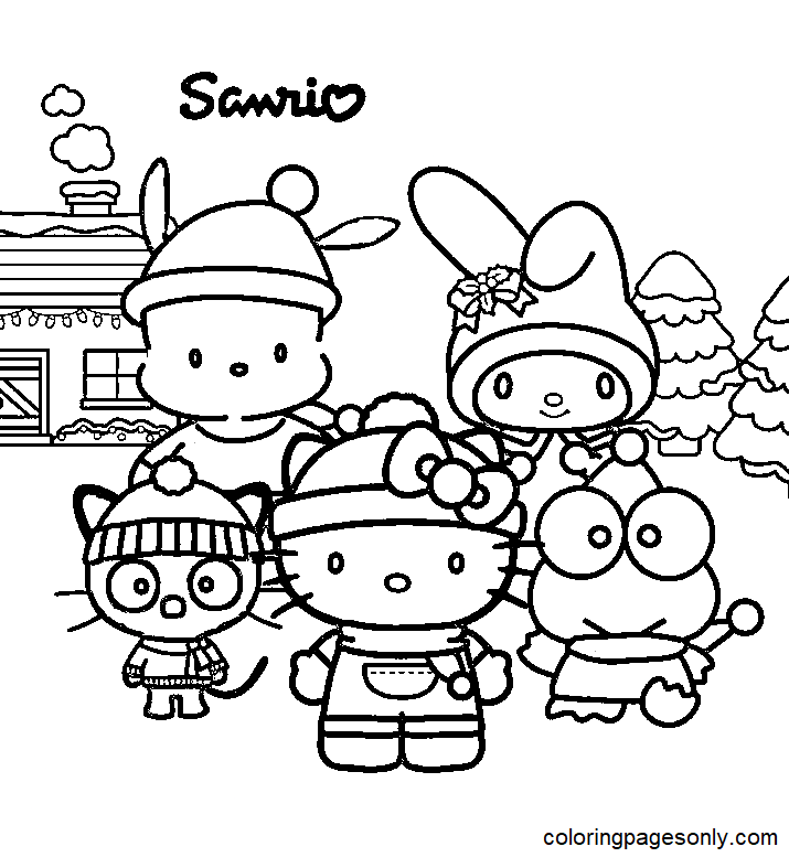 Christmas Sanrio Coloring Page Free Printable Coloring Pages