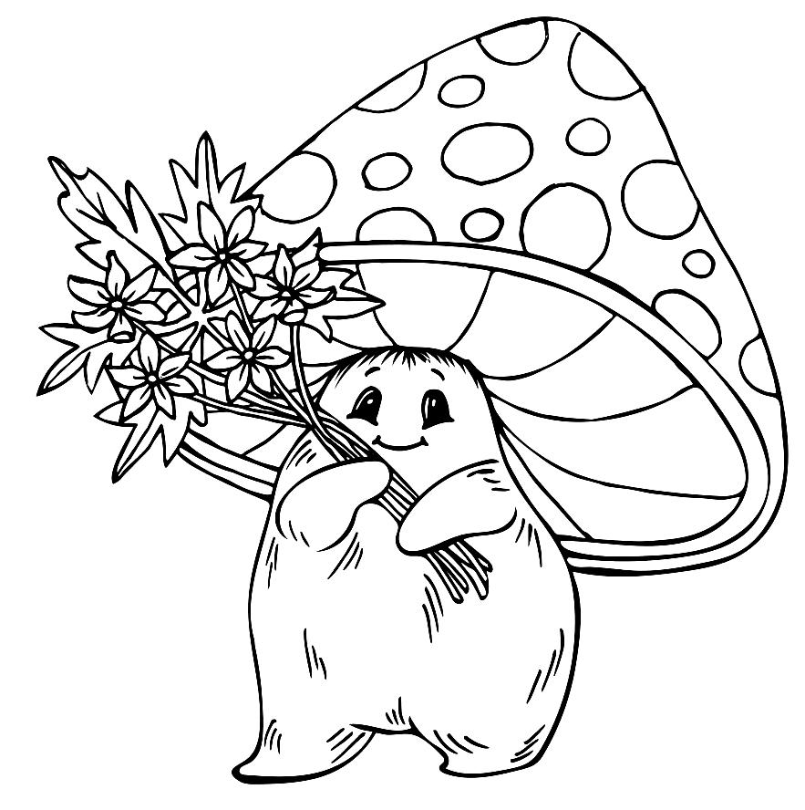 Chubby Mushroom Coloring Page