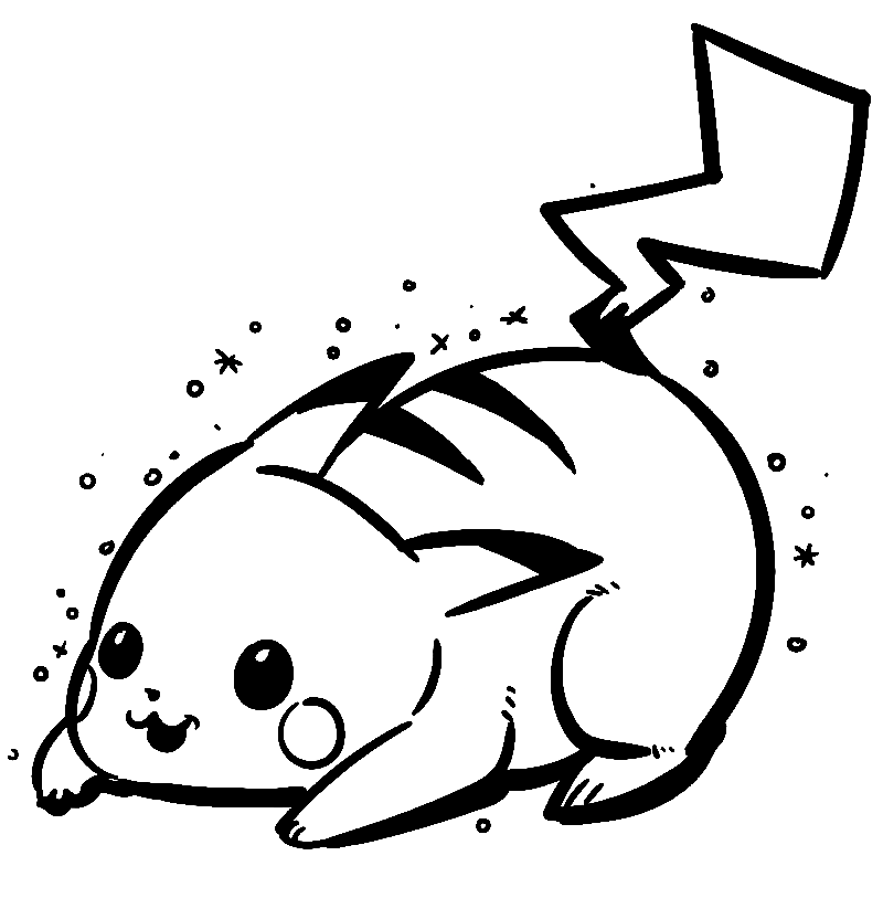 Chubby Pikachu Coloring Page