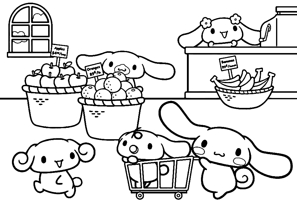 Cinnamoroll Market Coloring Pages
