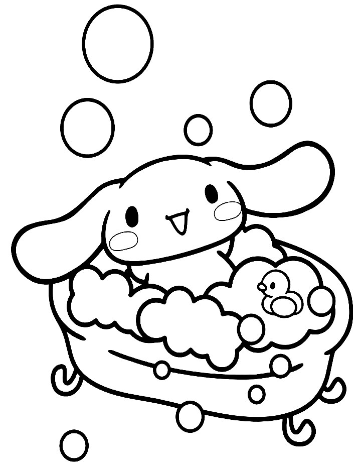 Cinnamoroll in the Bath Coloring Page