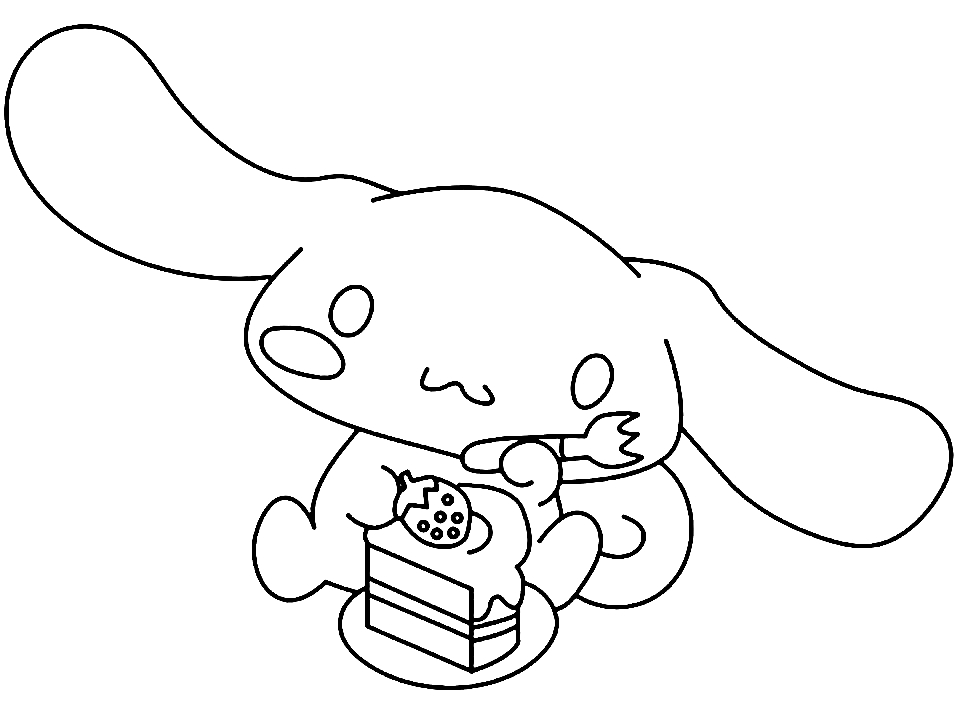 Cinnamoroll with Cake Coloring Pages