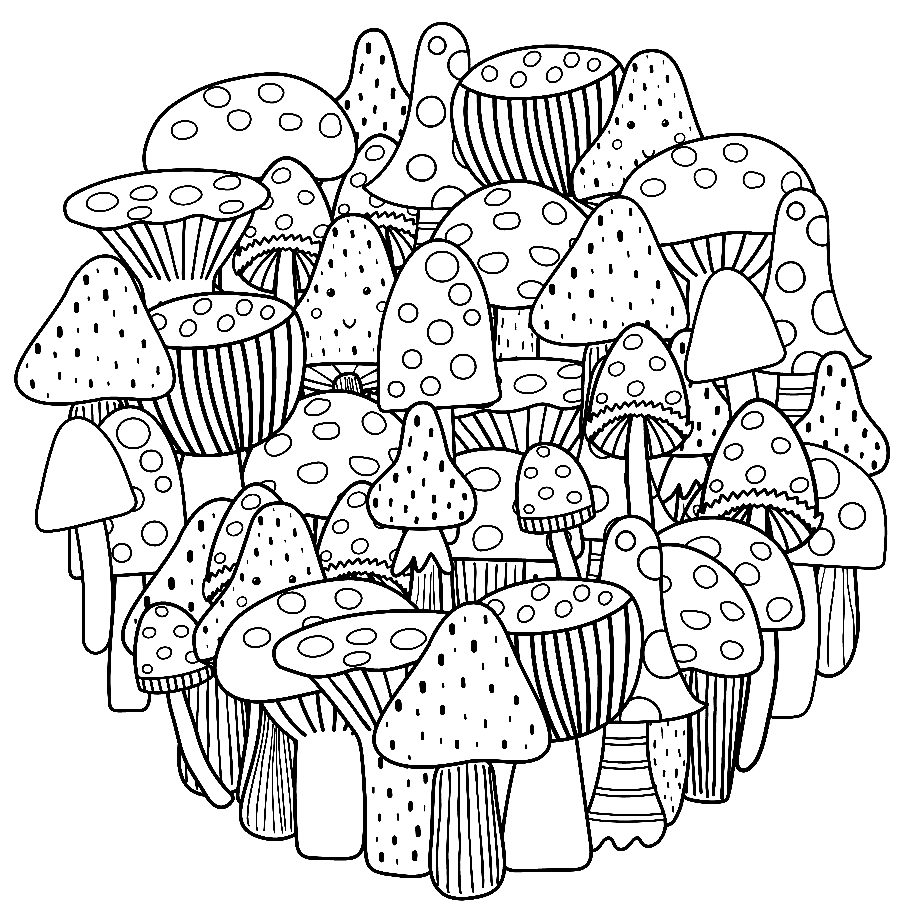 Форма круга с грибами из грибов