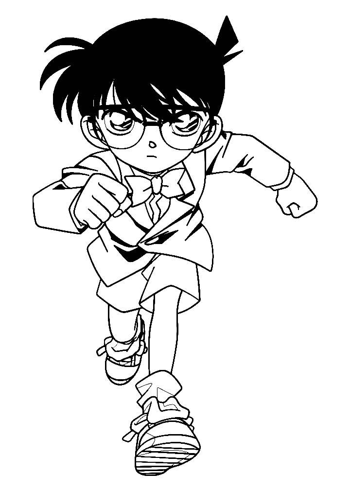 Conan Edogawa running Coloring Page