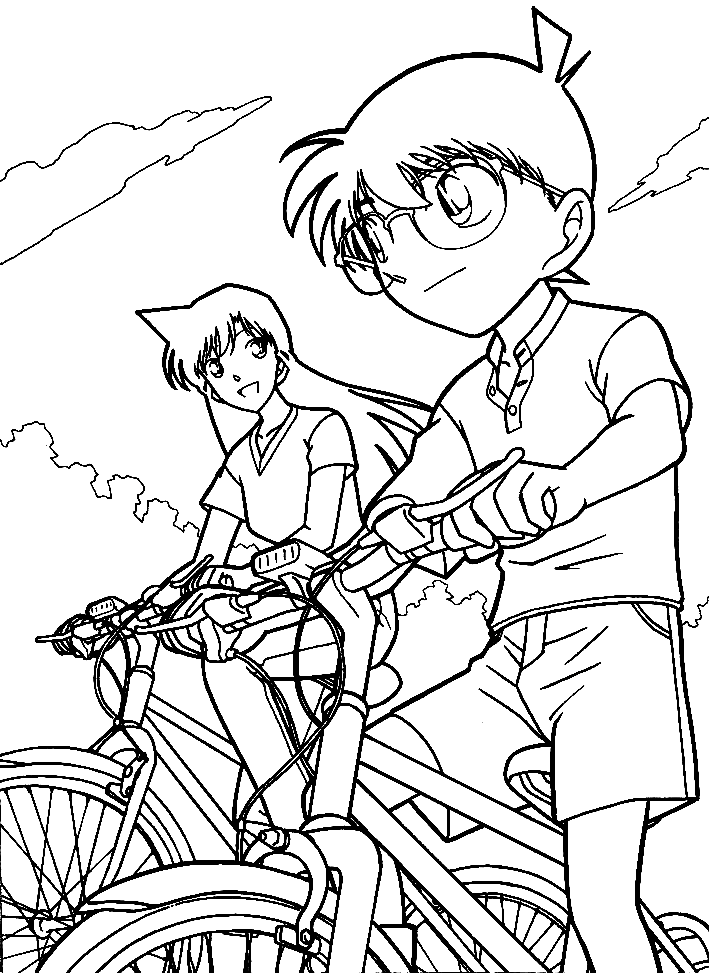 Conan ride a bike Coloring Page